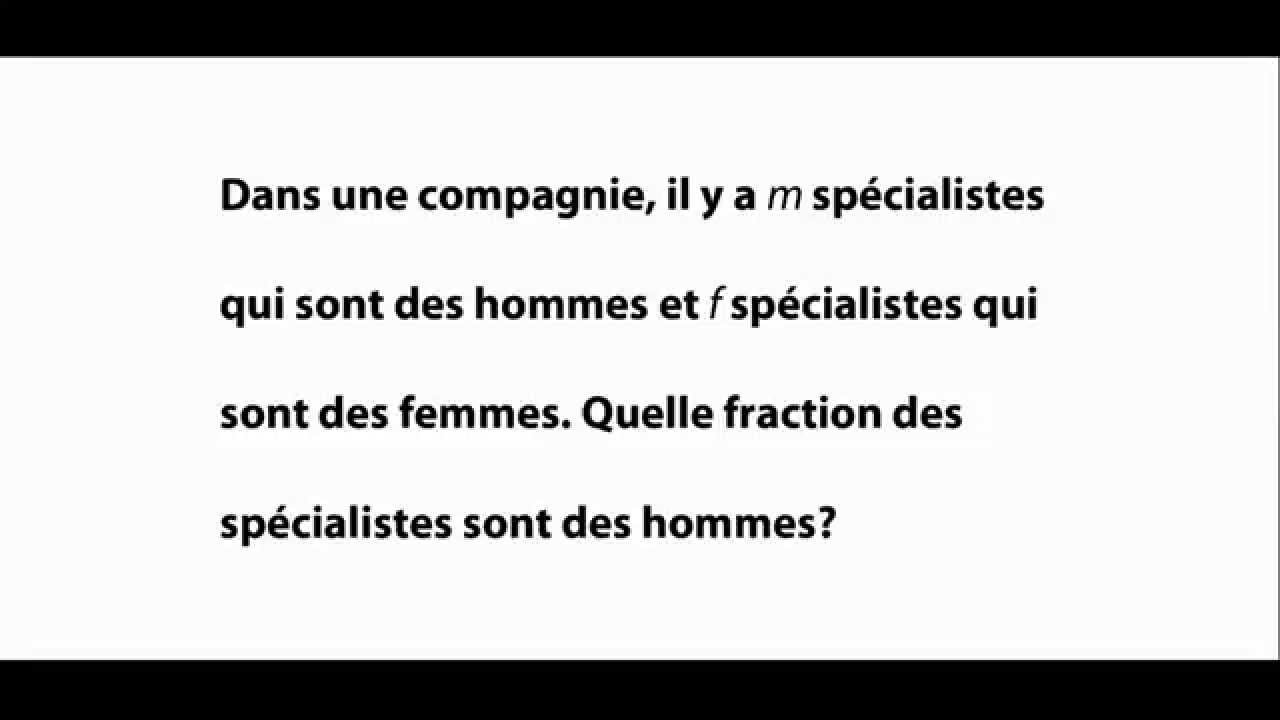 Exercice Calculer une fraction - Mathématiques secondaire 1, secondaire 2  - Exercices de math
