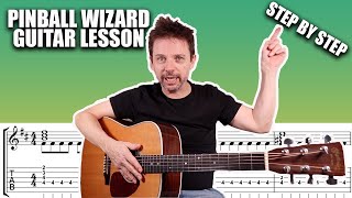 How to play Pinball Wizard by The Who - Step by Step GUITAR LESSON with FREE TAB