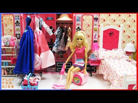 Barbie Doll House Cleaning Morning Routine