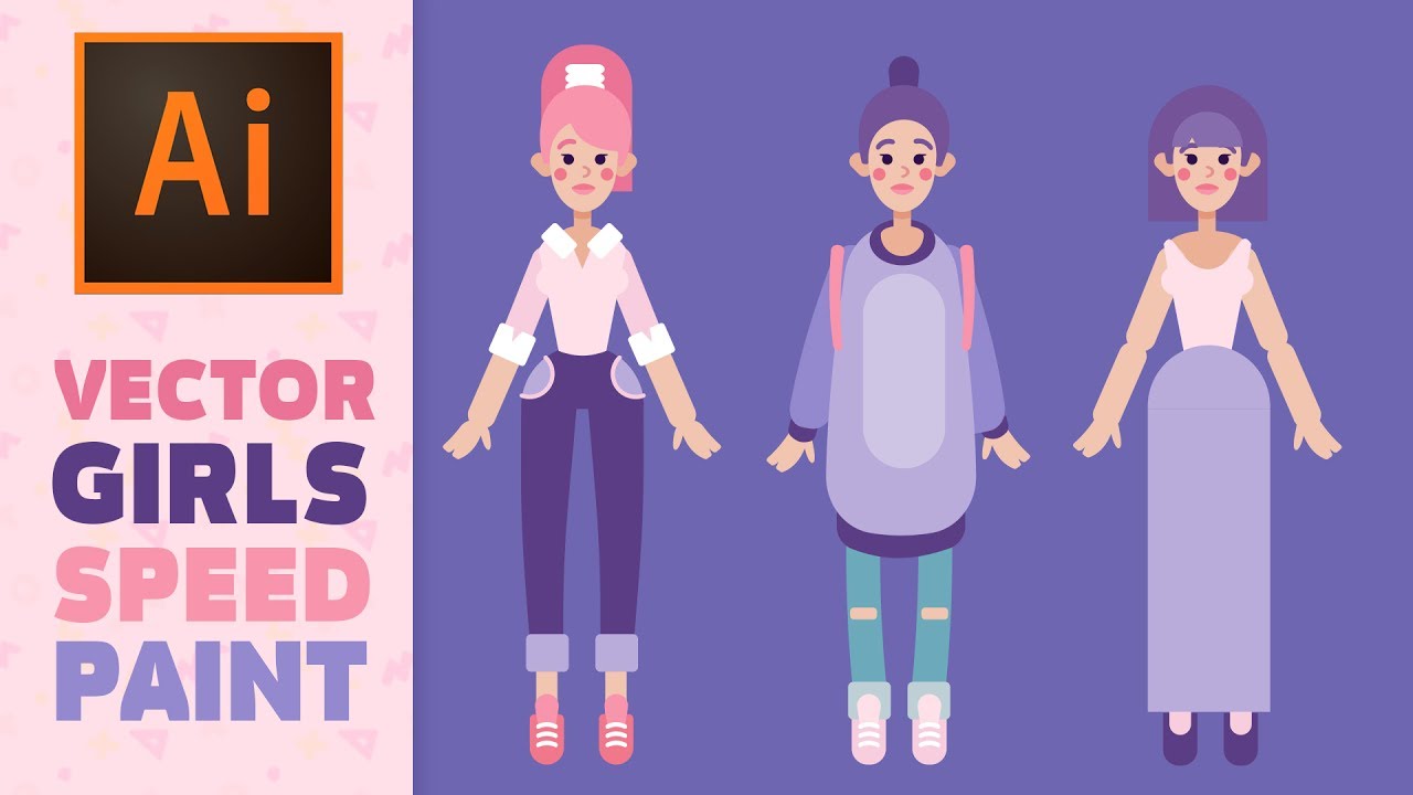 Vector Flat Girls quick Characted desigh Timelapse (Speed paint)