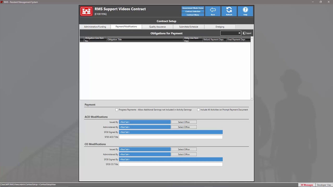 Adding and setting up a contract