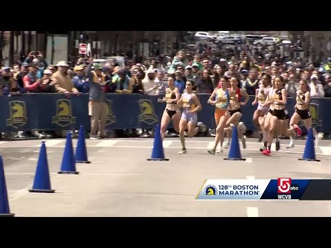 Crowds pack Boston Marathon finish line for first races of weekend