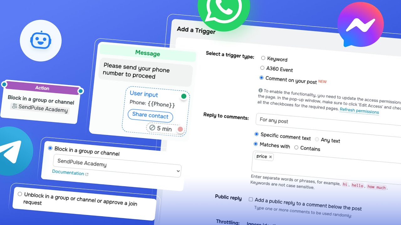Lesson 30. How to work with the chatbot flow builder and build flows. SendPulse Video Training