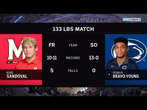 133 LBS: King Sandoval (Maryland) vs. #4 Roman Bravo-Young (Penn State) | 2020 B1G Wrestling