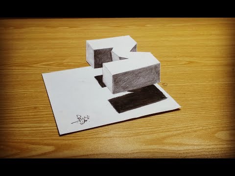 very Easy - how to drawing 3D flOating letter M