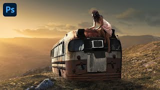 Photoshop Beginners - Create a Rusty Old Bus Photo Manipulation