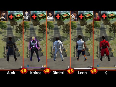 ALOK VS KAIROS VS DIMITRI VS LEON VS K FULL ABILITY TEST FREE FIRE // GARENA FREE FIRE