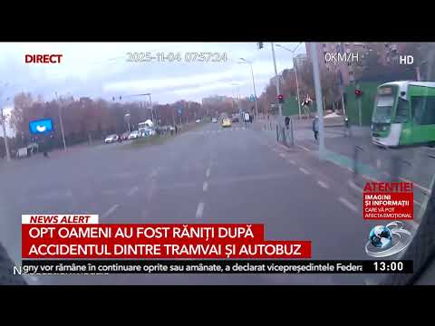 Momentul accidentului din Drumul Taberei: Tramvaiul 41 e lovit de autobuz
