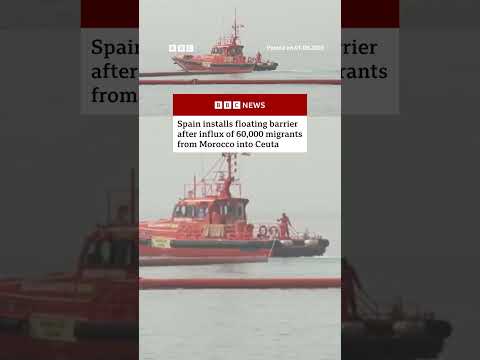 Following influx of 60,000 migrants from Morocco to Ceuta, Spain installs sea barrier. #BBCNews
