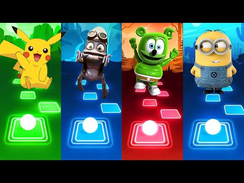 Pikachu VS Crazy Frog VS Gummy Bear VS Minions ||| Tiles Hop EDM Rush