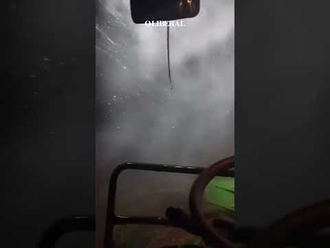 CICLONE NO PARANÁ: Trabalhador grava fúria da tempestade dentro de trator