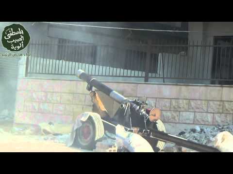 استهداف قسم شرطة حي جوبر في مدينة دمشق بواسطة مدفع موجه محلي الصنع من قبل لواء هارون الرشيد