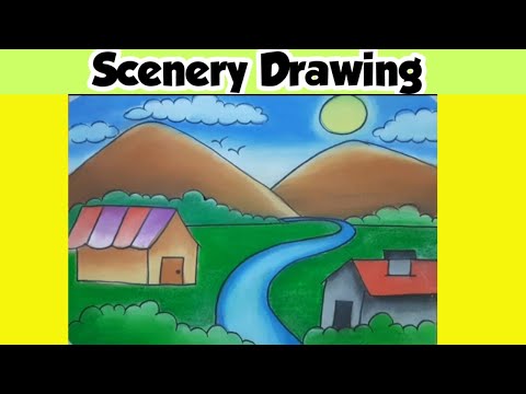 How to Draw Easy Pencil Sketch Scenery | HOW TO DRAW SCENERY DRAWING | BEAUTIFUL SCENERY DRAWING