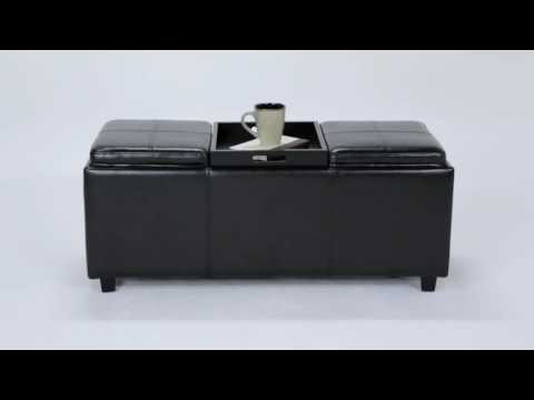 Simpli Home Avalon Storage Ottoman with Trays Video 1