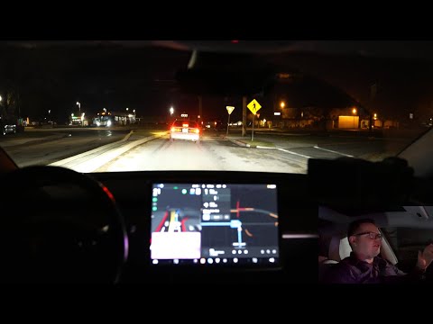 Tesla Model 3 FSD Beta 10.8 A7SIII/A7III PERFECT ROUND ABOUT DRIVE!