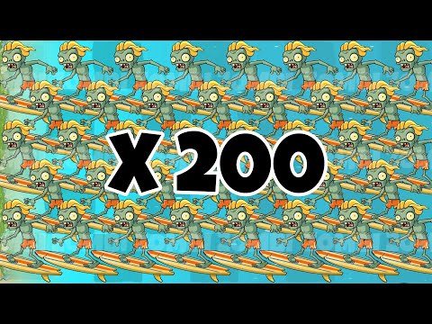 PvZ 2 All Plants No Plant Food VS 200 Surfer Zombie - Who Will Win?