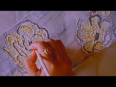 MUST SEE Texture! EASY Technique YOU Can Try - DIY Flower Art + Gold Paint #texturedart#diy#decor