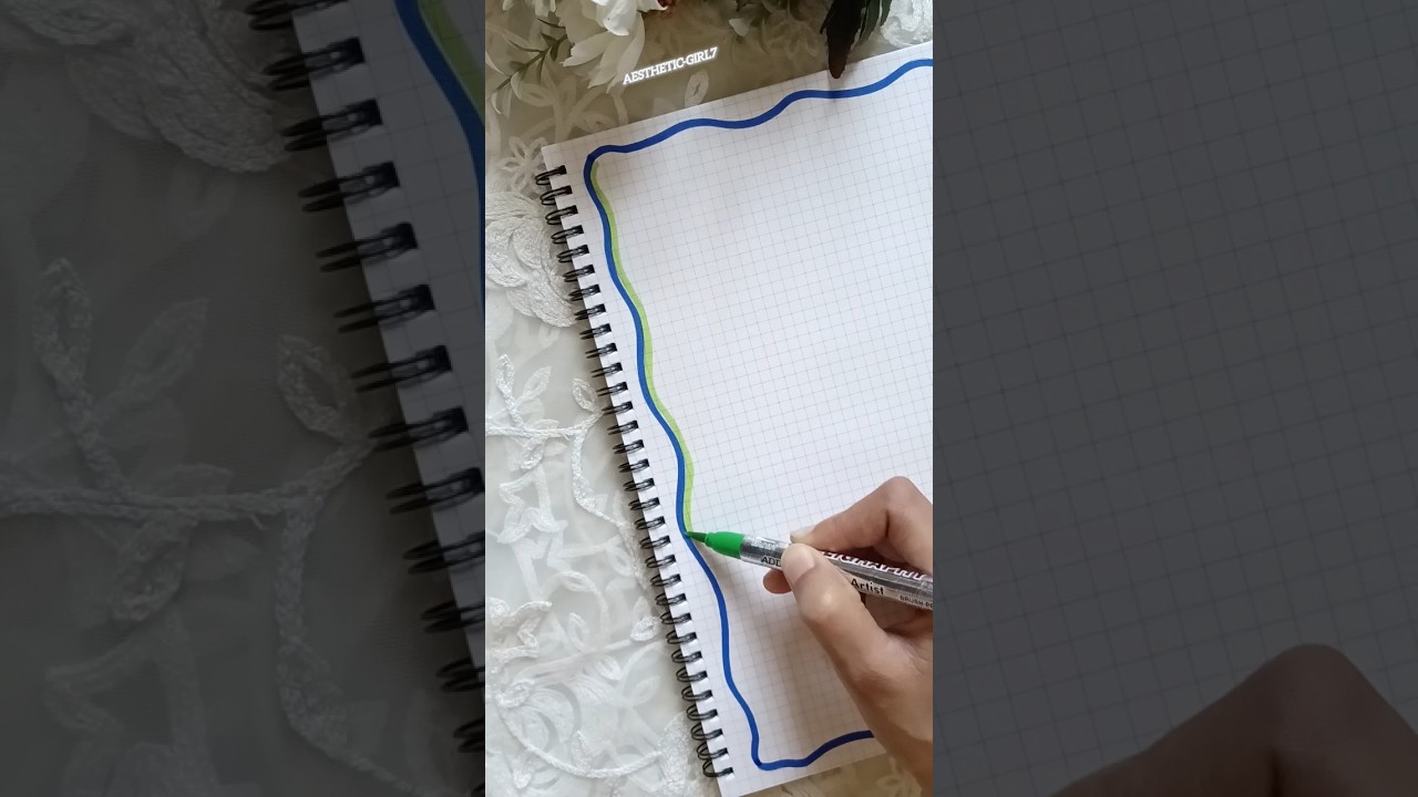 💚💙 aesthetic page border design for school project 💙💚 #shorts #frontpage #borderart