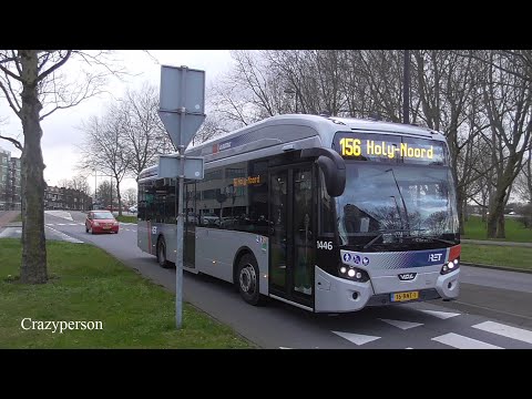 Volle Elektrische RET Bus Lijn 156 Vertrek Vlaardingen Oost