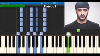 Slimane - Frérot - Karaoke / Piano synthesia tutorial (+ lyrics &amp; Sheet music)