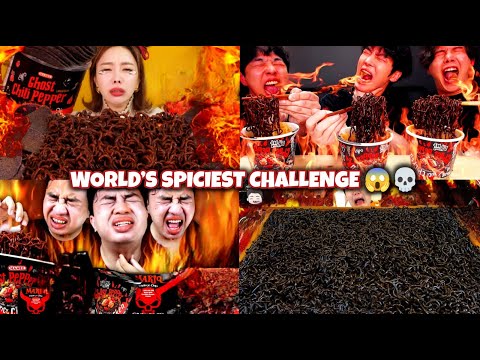 Mukbangers VS Ghost Pepper Noodles 💀🔥 | World’s Spiciest Noodle Challenge 🥵😱 Instant Regret!