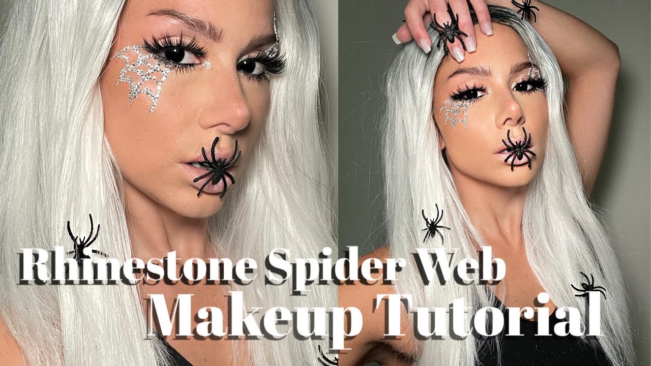 RHINESTONE SPIDERWEB MAKEUP TUTORIAL | EASY GLAM HALLOWEEN MAKEUP