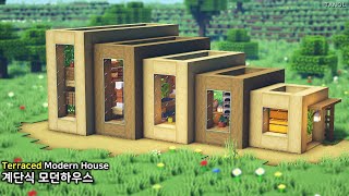 ⚒️ Minecraft : How To Build a Terraced Modern House_마인크래프트 건축 : 계단식 모던하우스 만들기