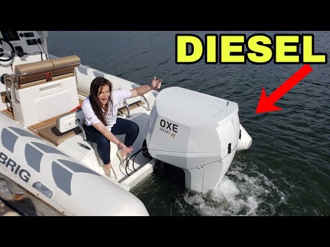 New Diesel Outboard Water Demo Oxe Diesel K 150 HP on Brig Navigator 730 Palm Beach Boat Show