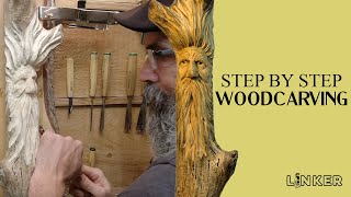 Carve a Woodspirit  Face in Found Wood -Full Hand 