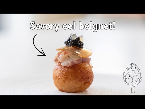Delicious smoked eel beignets | Christmas menu special amuse!