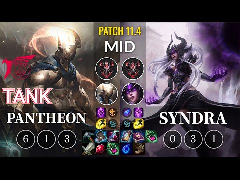 TLN Tank Pantheon vs Syndra Mid - KR Patch 11.4