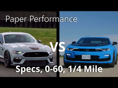 Mustang Mach 1 vs Camaro SS 1LE - Paper Performance - Specs, 0-60, 1/4 mile