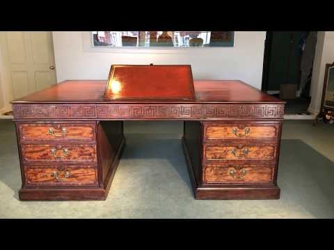 Chippendale period large mahogany partners desk. Circa 17