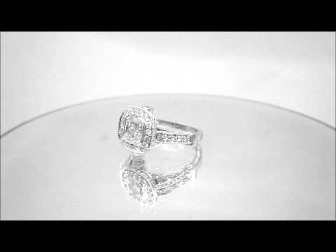 14K WHITE GOLD CUSHION CUT DIAMOND ENGAGEMENT RING BEZEL SET DECO 1.70CTW - KNR INC - 337.1