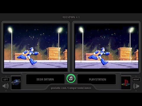 Rockman X3 (Sega Saturn vs Playstation) Side by Side Comparison (Mega Man X3)