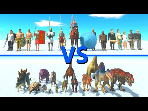 ALL HUMANS Team vs ALL DINOSAURS Team - Animal Revolt Battle Simulator
