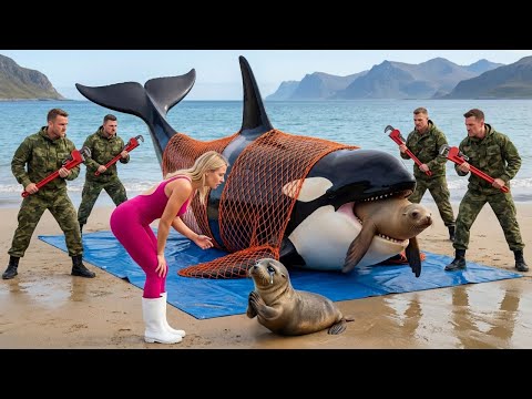 Heroic Rescue Team Rescues a Helpless Mother Seal from a Fierce Killer Whale 🦭🐋