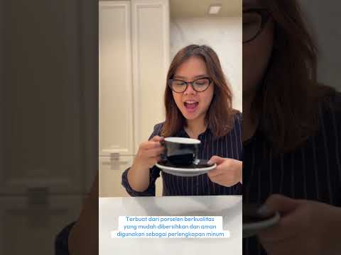 Gambar Kris Cangkir Cappucino Dengan Saucer Porcelain 350 ml - Hitam