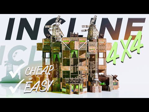 The INCLINE - Small Clan Base - Expanded 2x2 Core - BUNKER and OPENCORE - Rust Base Designs 2025