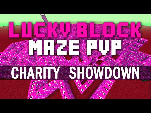 Minecraft PINK LUCKY BLOCK CHARITY SHOWDOWN LABYRINTH with The Pack