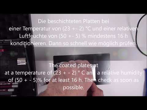 Bleistifthärte, Determination of film hardness by pencil test, DIN EN ISO 15184