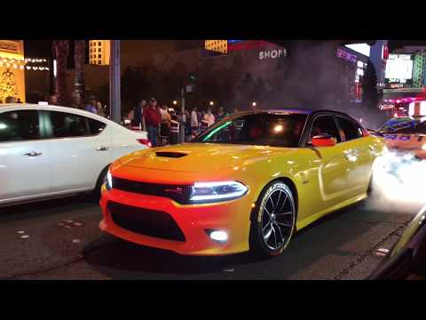 Dodge Charger R/T Scat Pack Crazy Burnout On The Las Vegas Strip