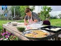 GRANDMA COOKING COOKIES | GREENS AND LAMB MEAT RECIPE | RURAL RELAXING VILLAGE LIFE FAMILY