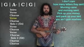 You Ain&#39;t Goin Nowhere (Bob Dylan) Ukulele play along video