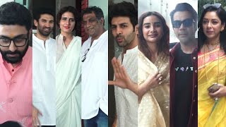 Kartik Aaryan, Rajkummar Rao, Aditya Roy Kapoor & Others At Anuragh Basu's Saraswati Pooja