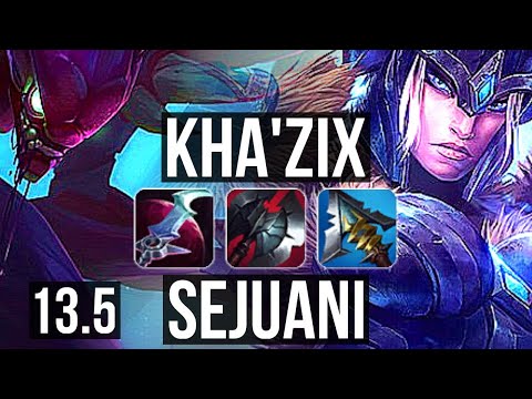 KHA'ZIX vs SEJUANI (JNG) | 15/2/3, 1.3M mastery, Legendary, 300+ games | KR Master | 13.5