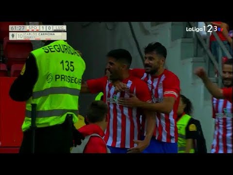 SPORTING 2 LUGO 0  NARACIÓN LUIS EDU GARCIA (ESRADIO) JOR 2 LIGA 123