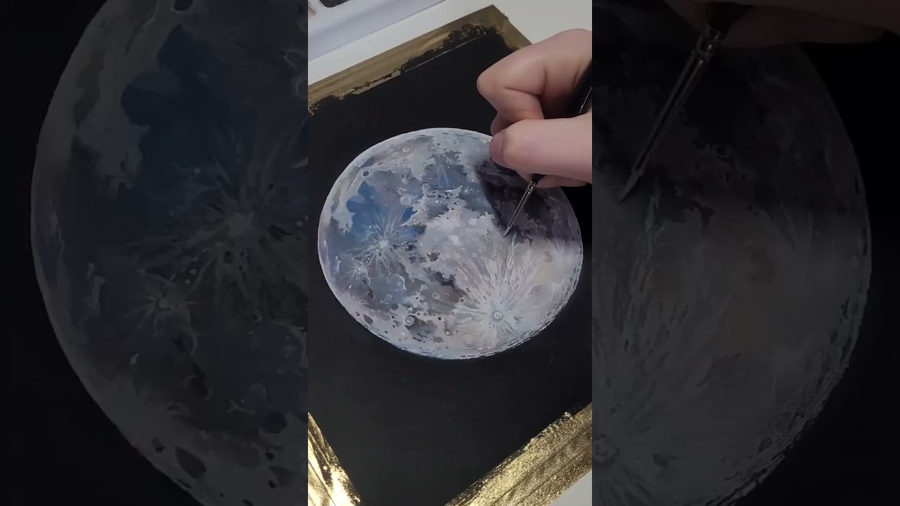 Painting the moon with gouache 🌕 (fast version) #art #artist #painting #moon #artwork #original