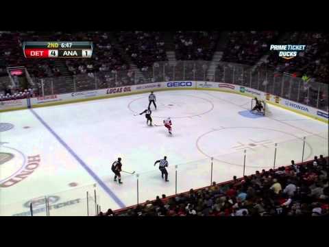 Justin Abdelkader goal 4-1 Mar 22 2013 Detroit Red Wings vs Anaheim Ducks NHL Hockey. Hat trick
