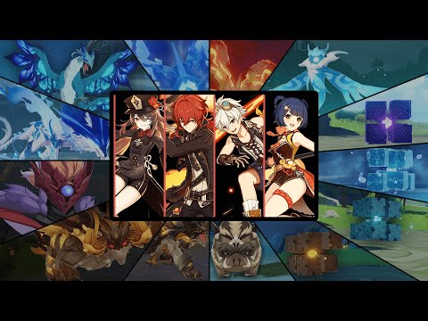 Full Pyro Party Against All Bosses In The Game - Genshin Impact